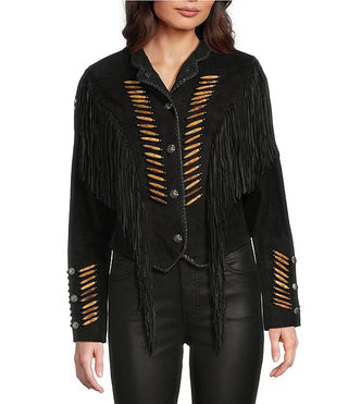Fringe Jacket With Wood Beads