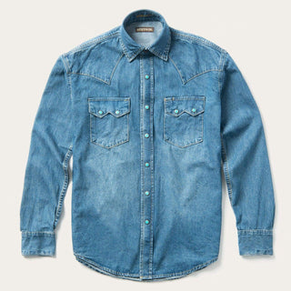 Turquoise Snap Western Denim Shirt