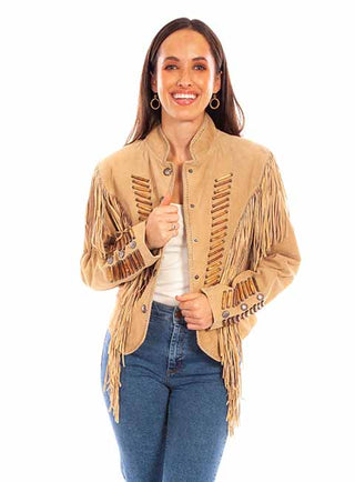 Fringe Jacket With Wood Beads