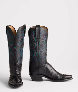 Dolly Black Ostrich Boot