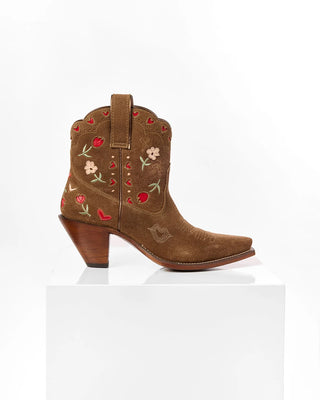 Bloom Suede Floral Booties