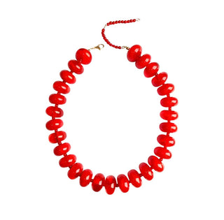 Bailey Chunky Beaded Necklace- Red