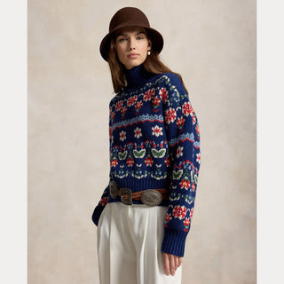 Wool/Cotton-Long Sleeve-Mock Neck-Sweate